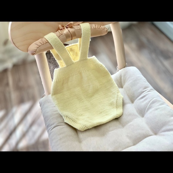 Baby Onesie 0-3 m Hand Knitted Organic Wool Romper Baby Clothes Gift Overalls - Picture 11 of 16